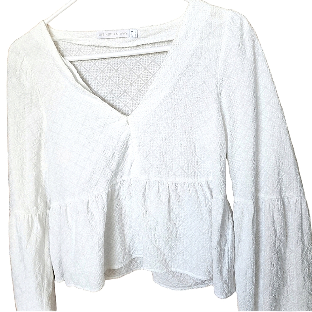 HIDDEN WAY top white blouse 100% cotton Size 10 - Picture 1 of 8